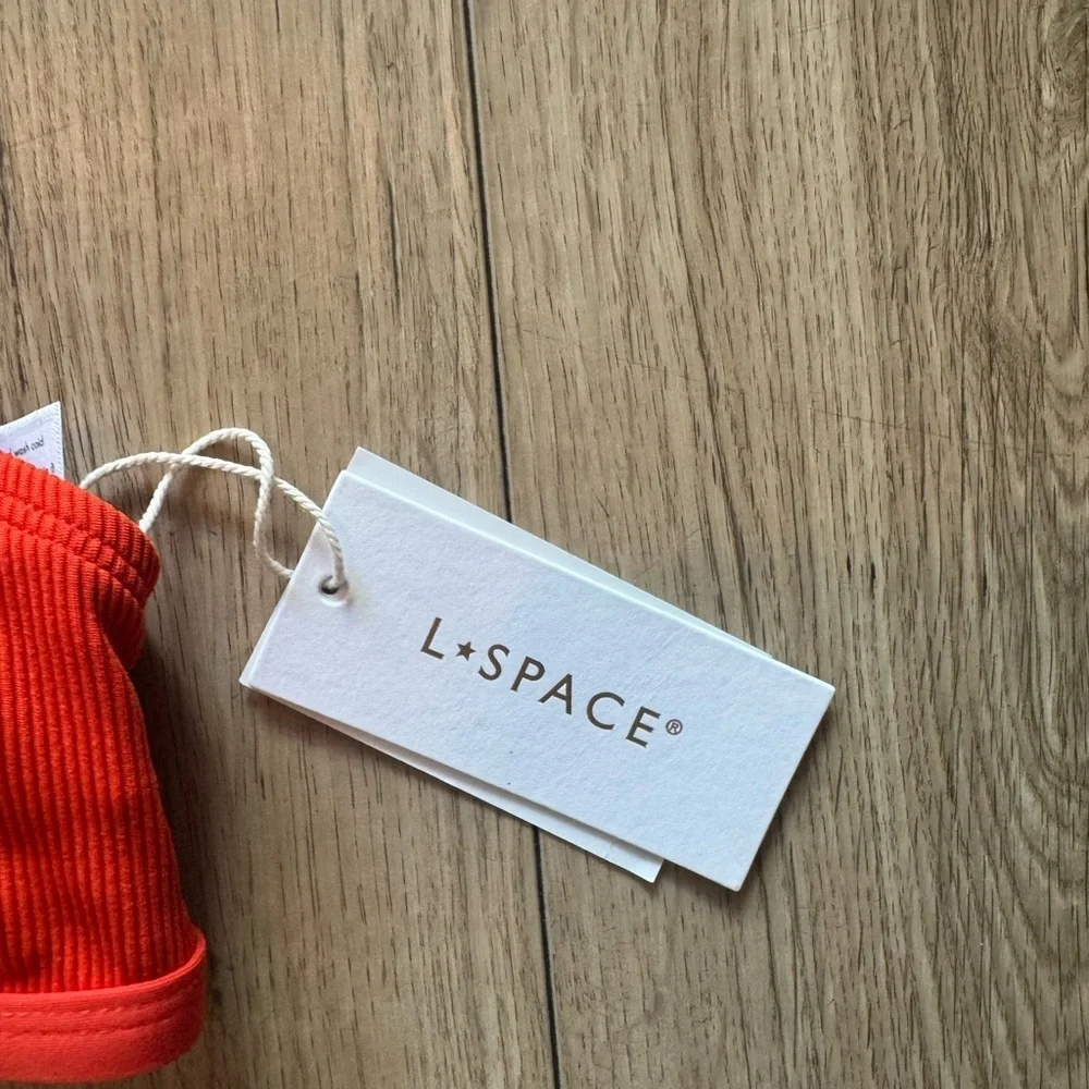 L*Space Orange Bikini Top NWT Ribbed Triangle Swim Top Beach Swimwear